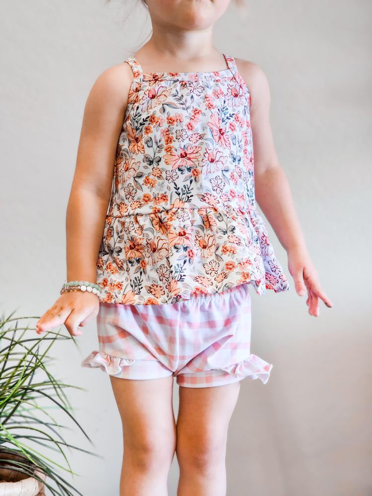 Pink Floral Cami Peplum