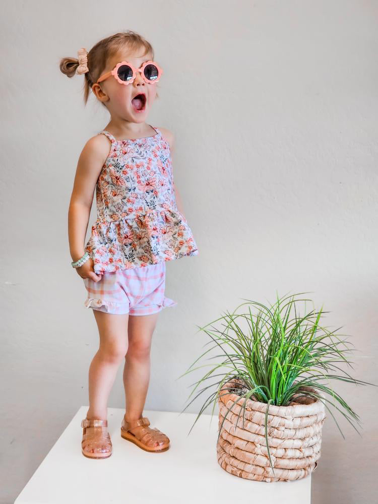Pink Floral Cami Peplum
