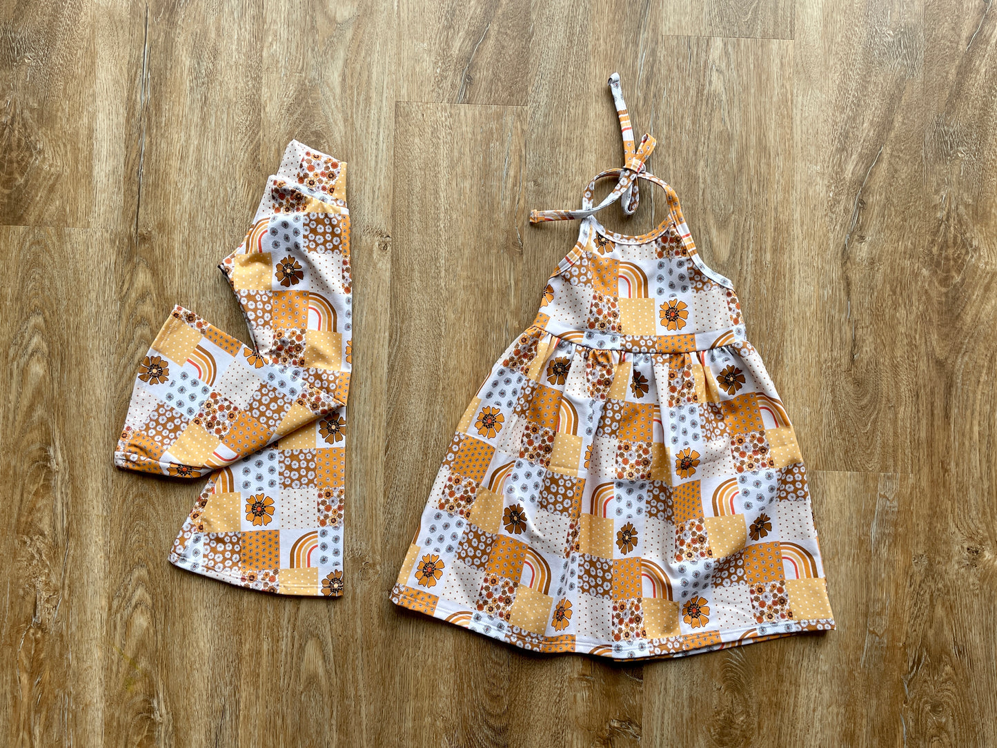 Mustard Patchwork Halter Dress
