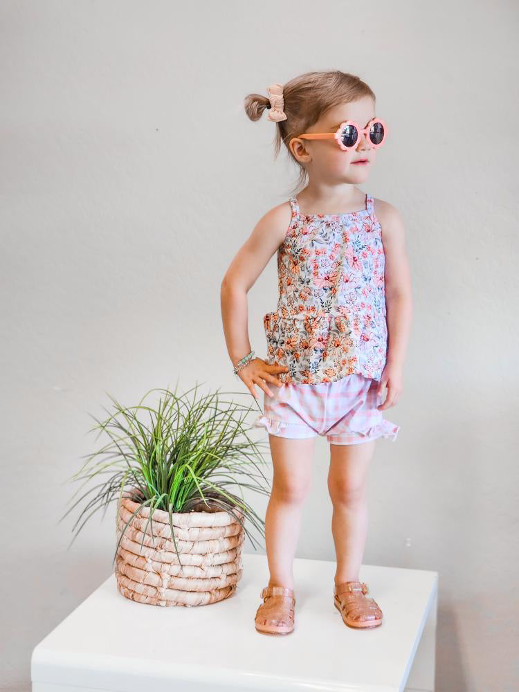 Pink Floral Cami Peplum