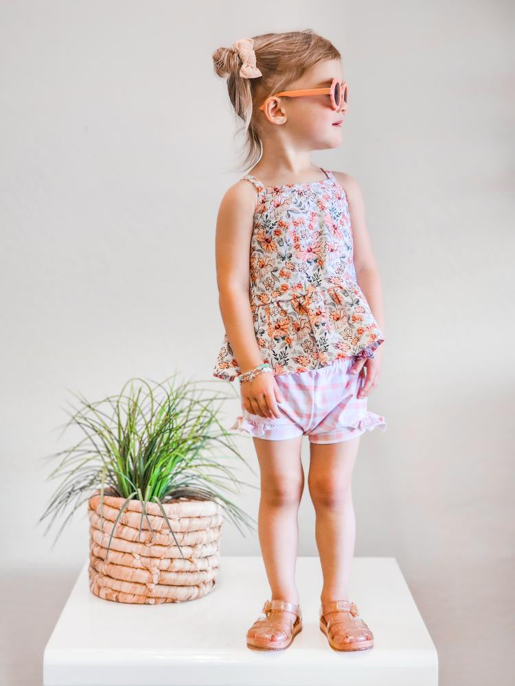 Pink Floral Cami Peplum