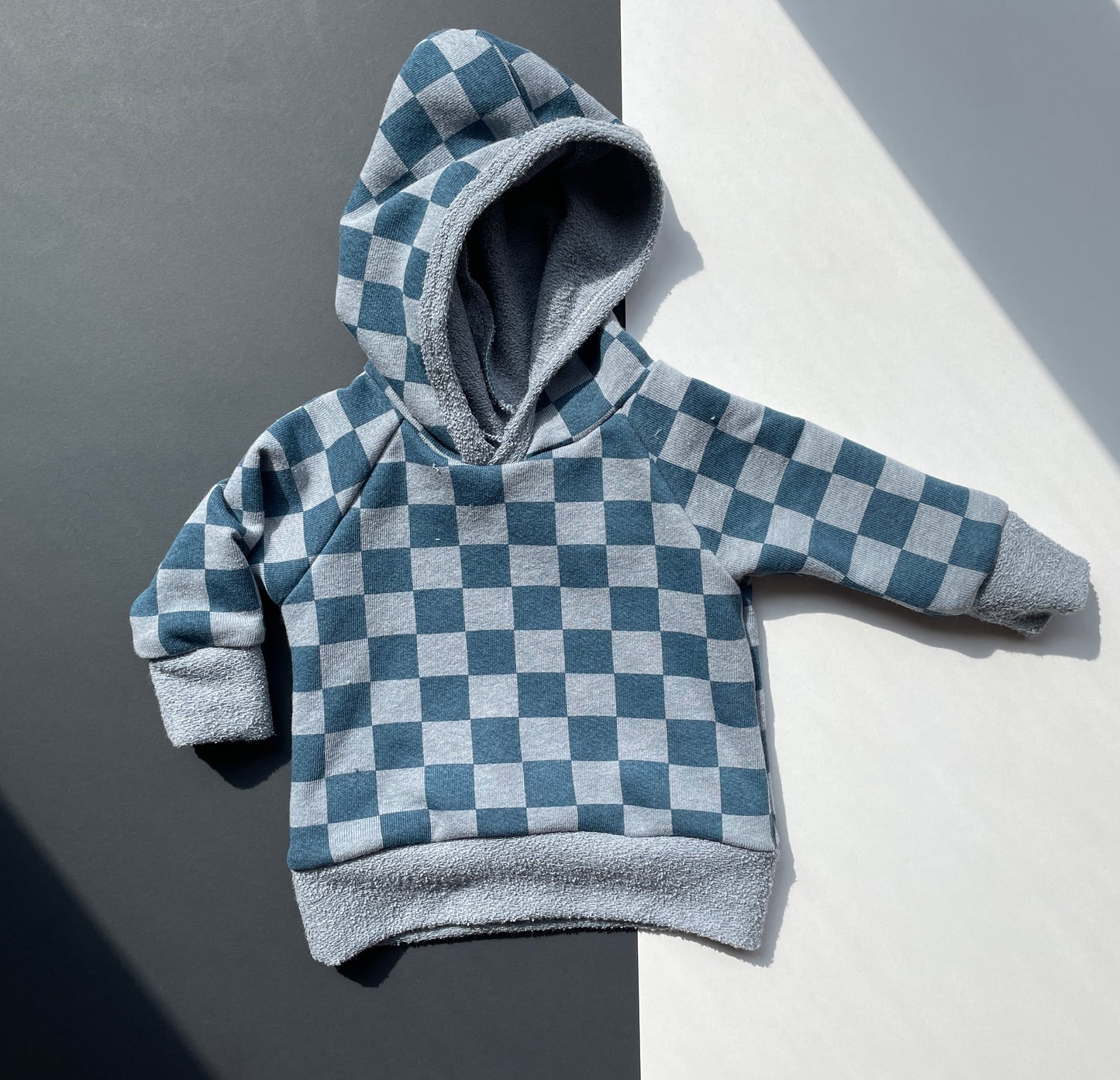 Blue Check Terry Hoodie