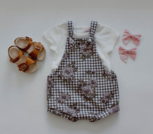 Load image into Gallery viewer, Floral Checks Shortie Overalls
