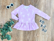 Load image into Gallery viewer, Lavender Hearts Raglan Peplum
