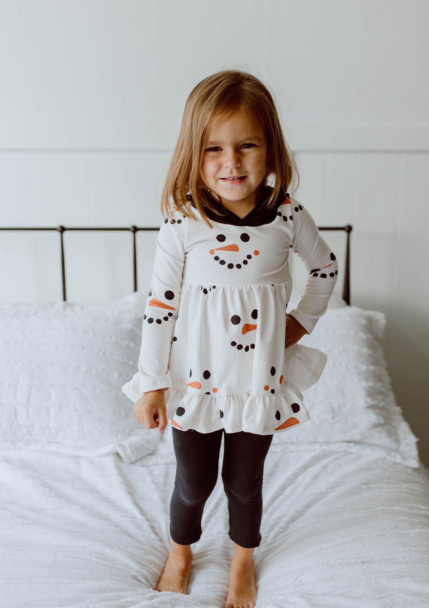 Snowman Hooded Ruffle Peplum