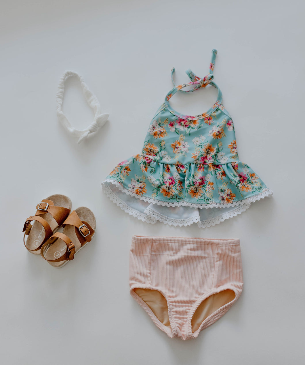 Teal Floral 2-piece Swim Set