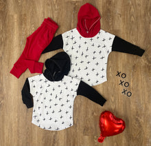 Load image into Gallery viewer, Red, Black and White Hooded Tee
