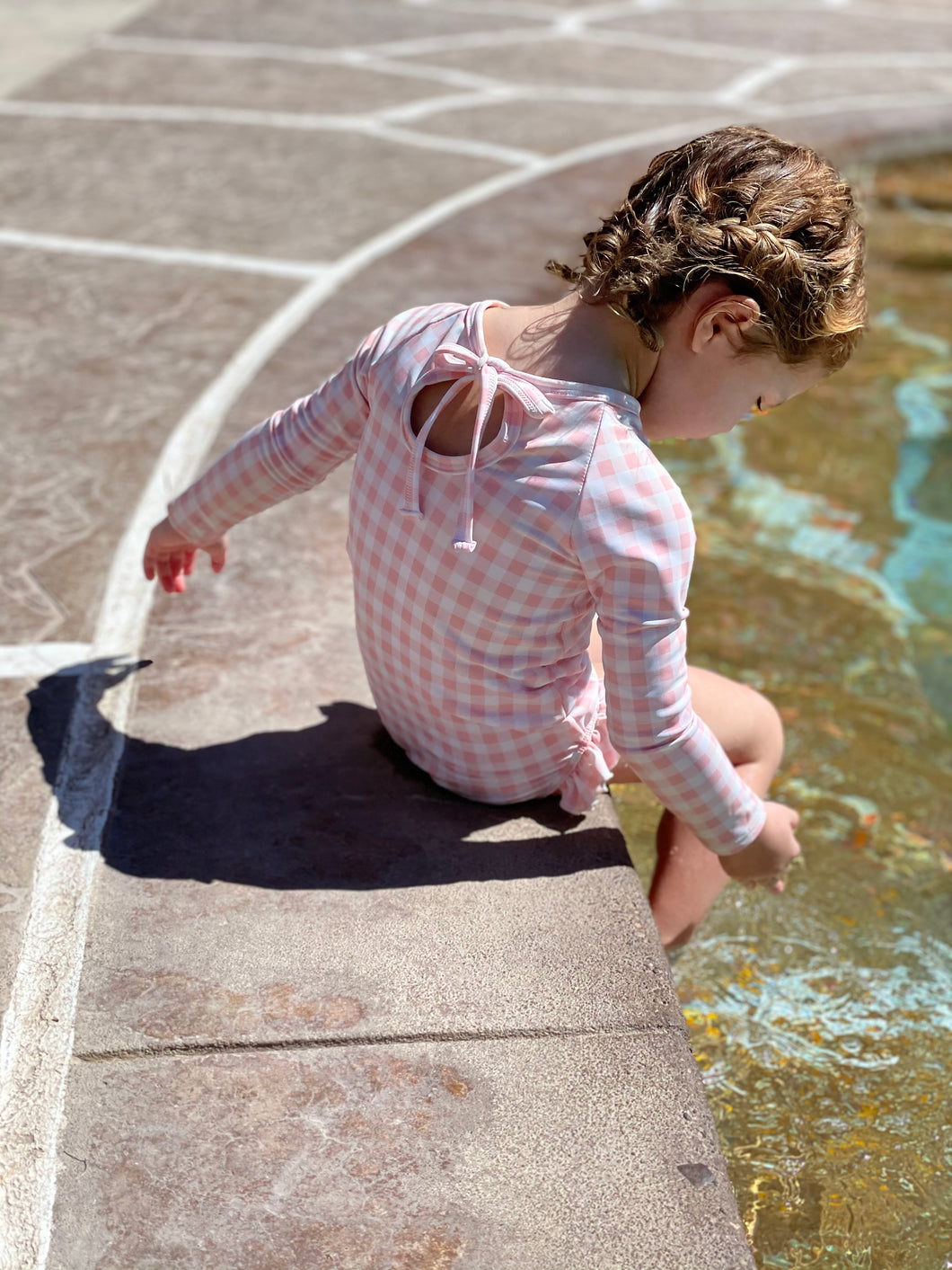 Blush Gingham Ruffle Rashguard